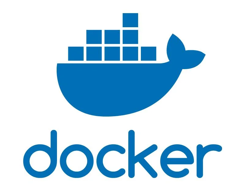 The Docker logo: a whale carrying a stack of shipping containers above the word “docker”.